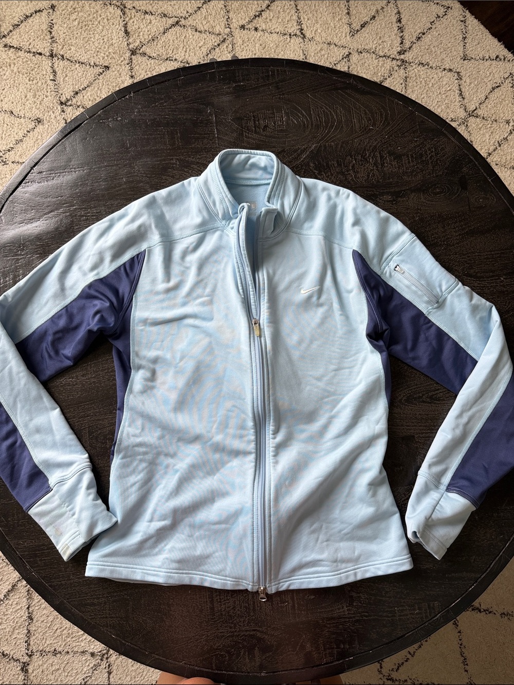 Nike Women's Light Blue and Navy Athletic Zip Jacket